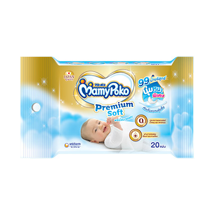 มามี่โพโค ผ้านุ่มชุ่มชื่น พรีเมี่ยม ซอฟท์ 20 แผ่น